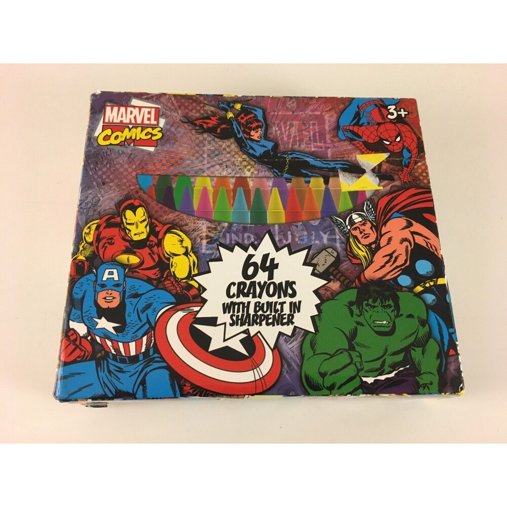 Marvel Comics : 64 Count Crayons with Built in Sharpener RARE